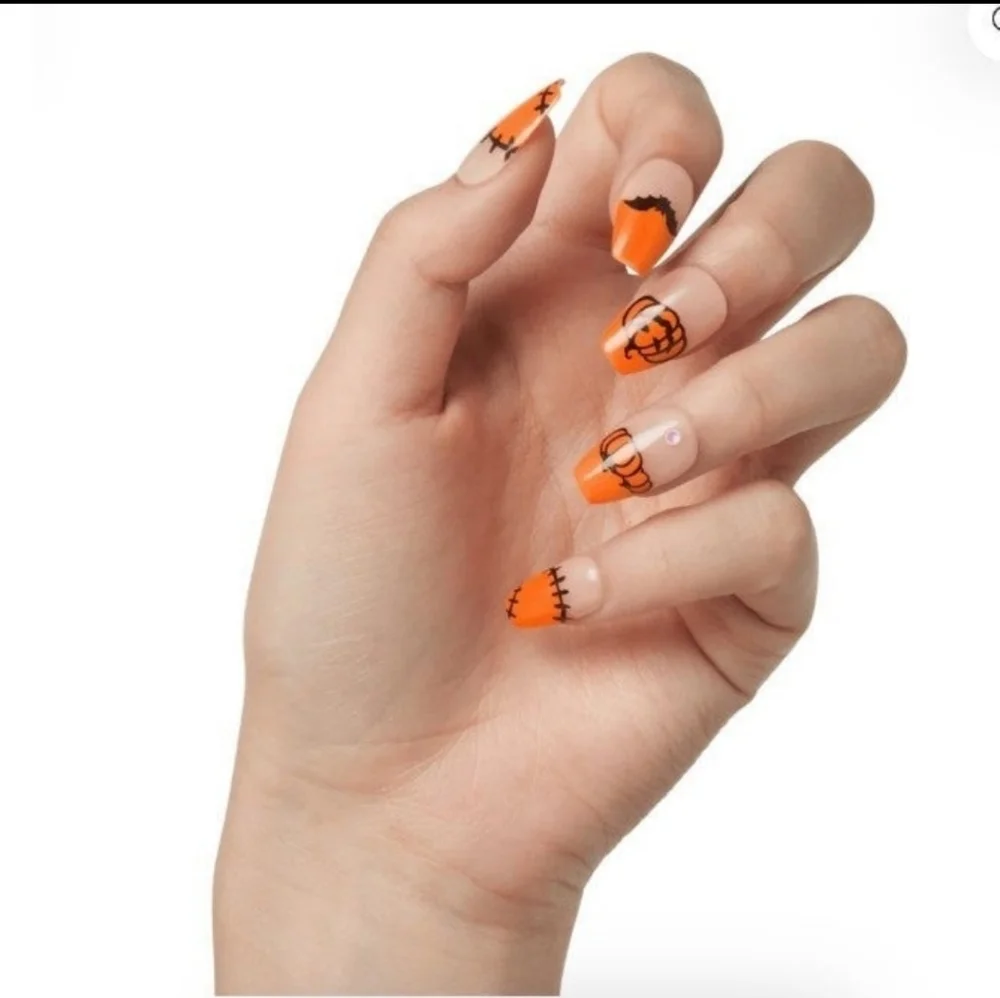 Kiss Impress Creepy Crawly Halloween Pumpkin Press on Nails Glow in the …